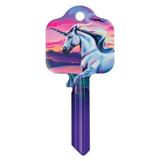 F707 - MYTHICAL CREATURES WHITE AND BLACK UNICORNS UL2 KEY BLANK