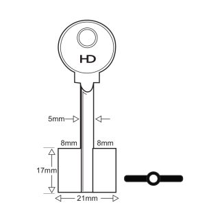 XDB040 - 5BDE3 SILCA DOUBLE BIT BLANK 3G PIPE