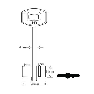 XDB042 - 5SCM2 SILCA DOUBLE BIT BLANK